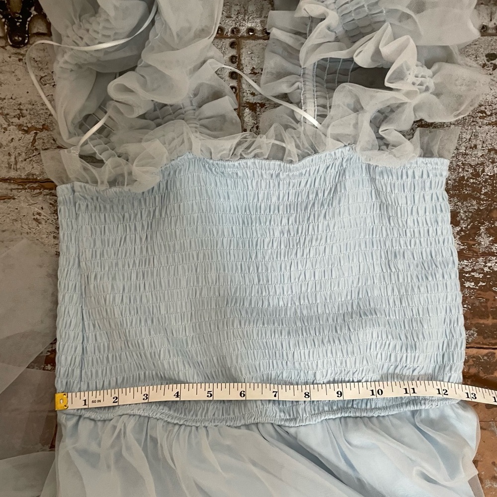 Mable Fiori Light Blue Tulle Tiered Maxi Dress - Picture 6 of 10